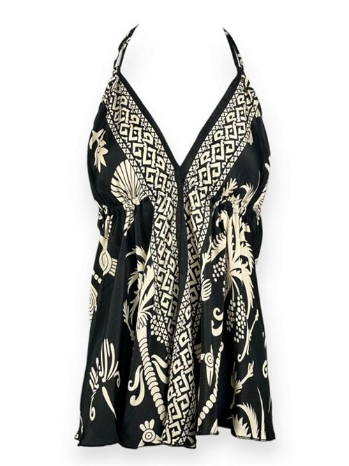 top donna scollato sulla schiena nero e beige Pahiesa Formentera | TP2415150